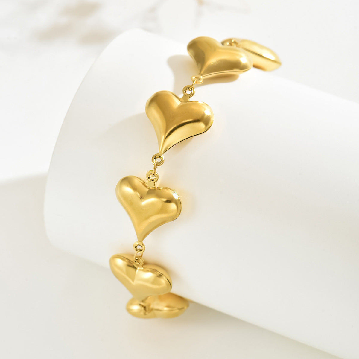 Elegant Geometric Heart Cross Teardrop Stainless Steel Plated Bracelet for Women