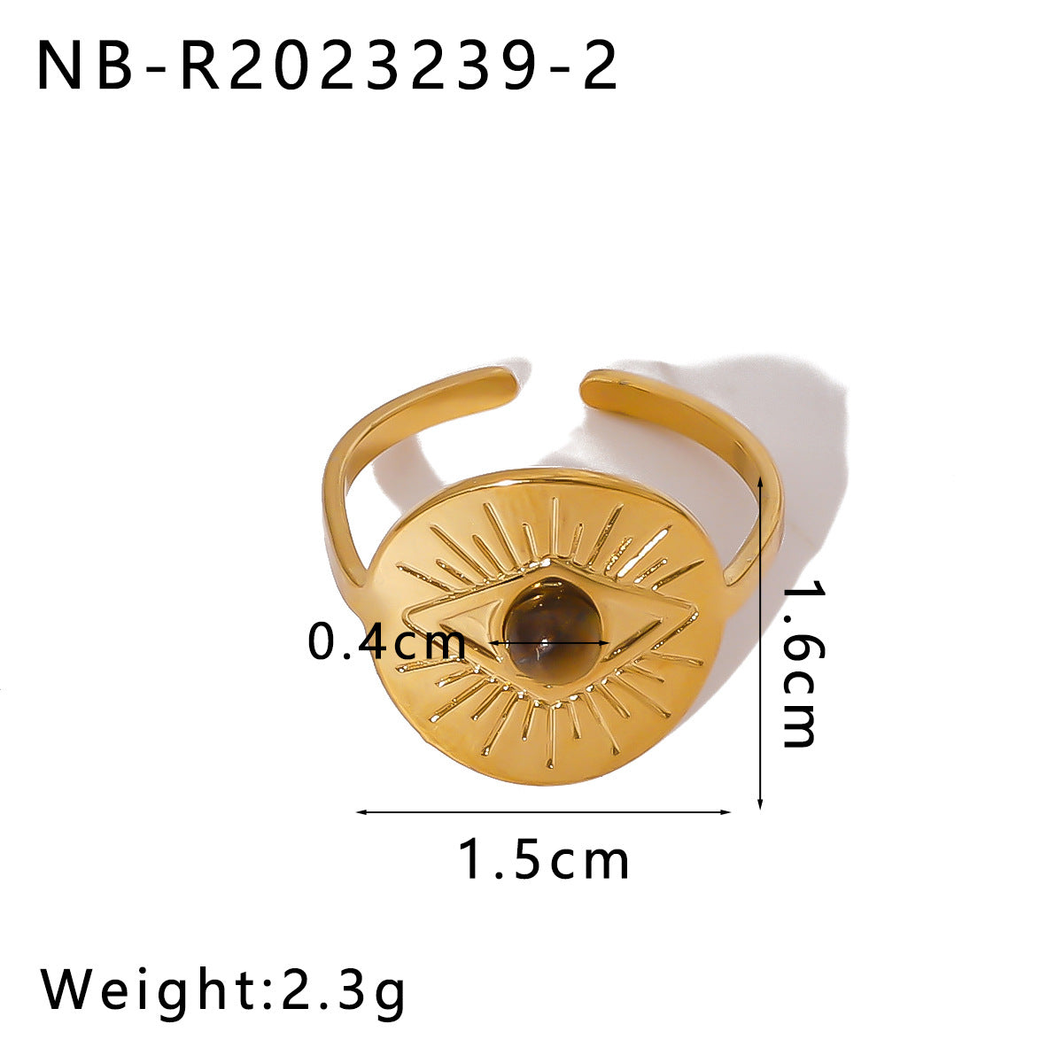 Anello geometrico in acciaio inossidabile stile vintage con placcatura in oro 18 carati e intarsio in pietra naturale da donna