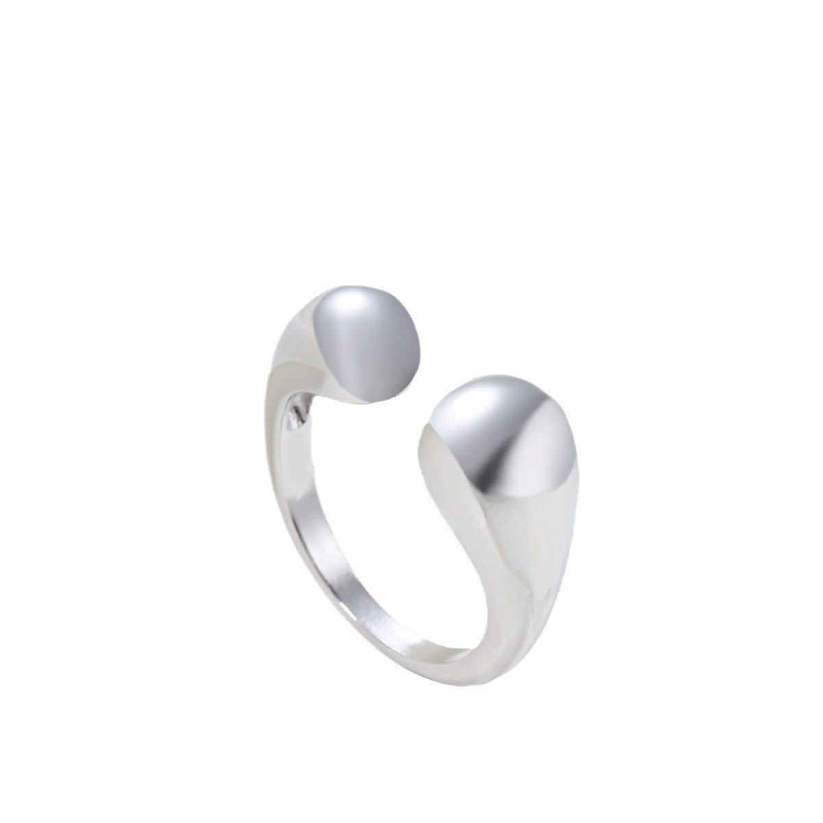 Anillo ajustable de aleación de zinc minimalista en forma de gota de agua con acabado pulido para mujer
