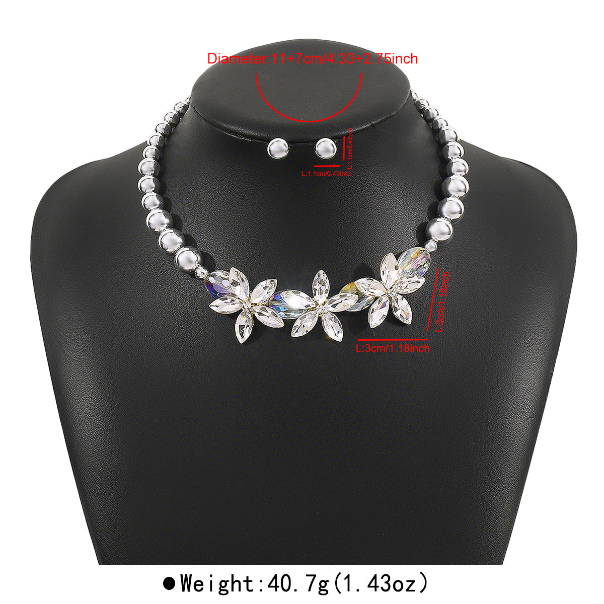 Elegant Camellia-Shaped Choker Jewelry Set with Rhinestone Inlay and Enamel Finish for Women