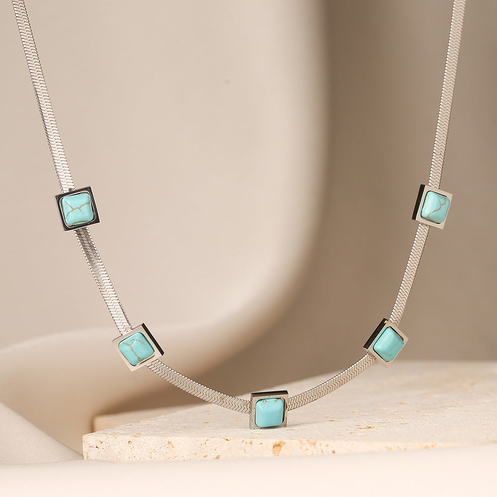 Bohemian Geometric Titanium Steel Necklace for Women with Minimalist Design and Clavicle-Friendly Chain