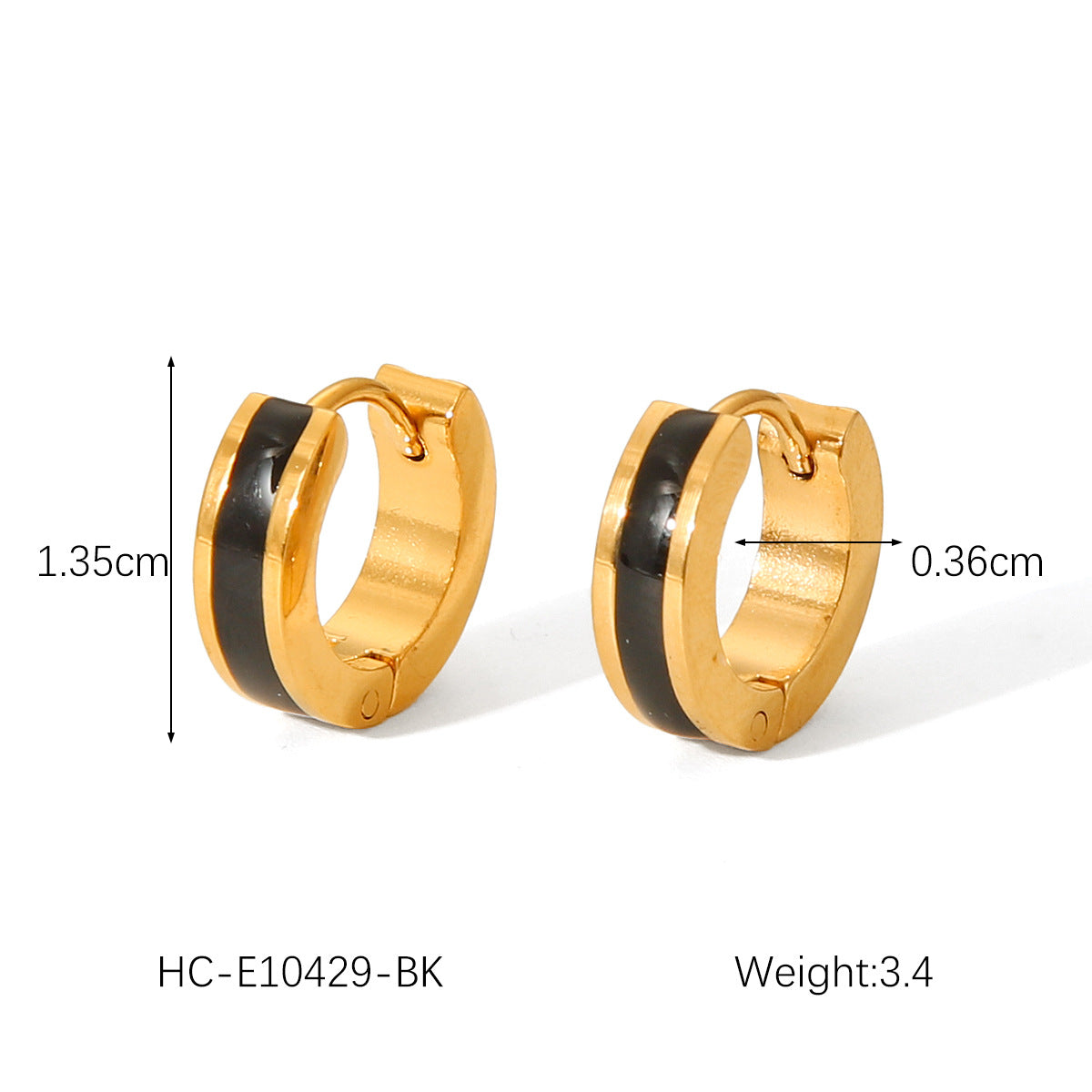 Minimalist Geometric Titanium Steel Earrings with 18K Gold Plating and Colorful Enamel Finish for Women