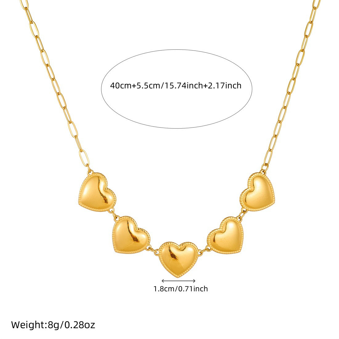 Minimalist Business Gold Plated Stainless Steel Heart Necklace for Women