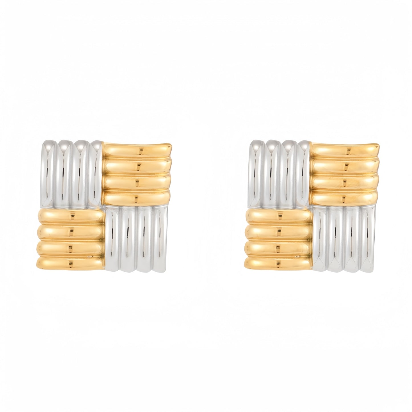 Orecchini Minimalisti Quadrati in Acciaio al Titanio Placcati Oro 18K da Donna