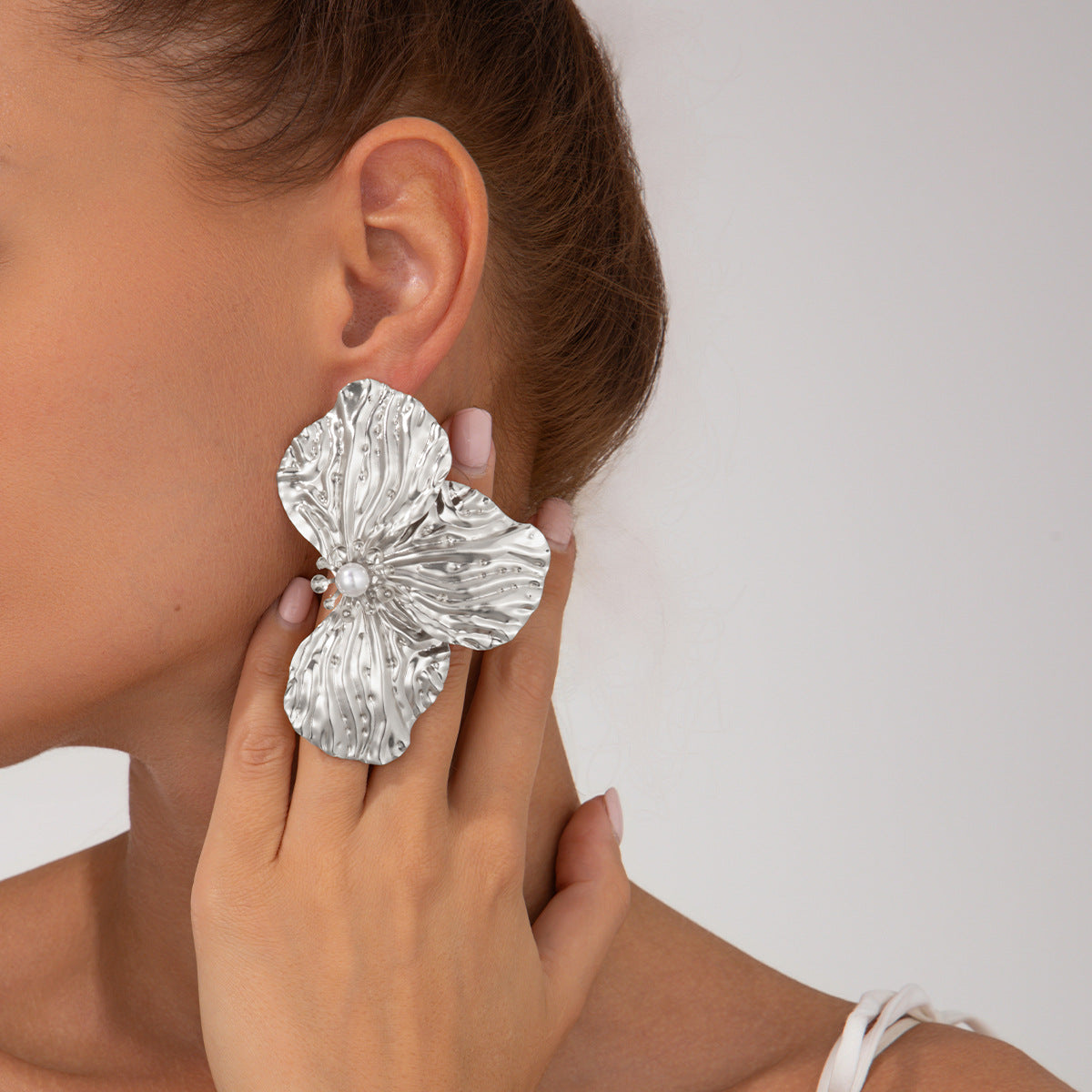 Elegant Plated Alloy Floral Stud Earrings for Women