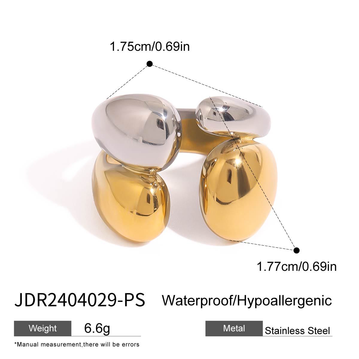 Geometric Plated Stainless Steel Ring for Women