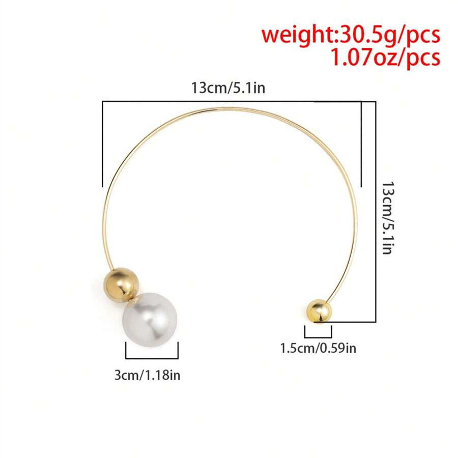 Collar de Aleación Geométrico Minimalista con Incrustación de Perlas para Mujer, Elegante Cadena para la Clavícula