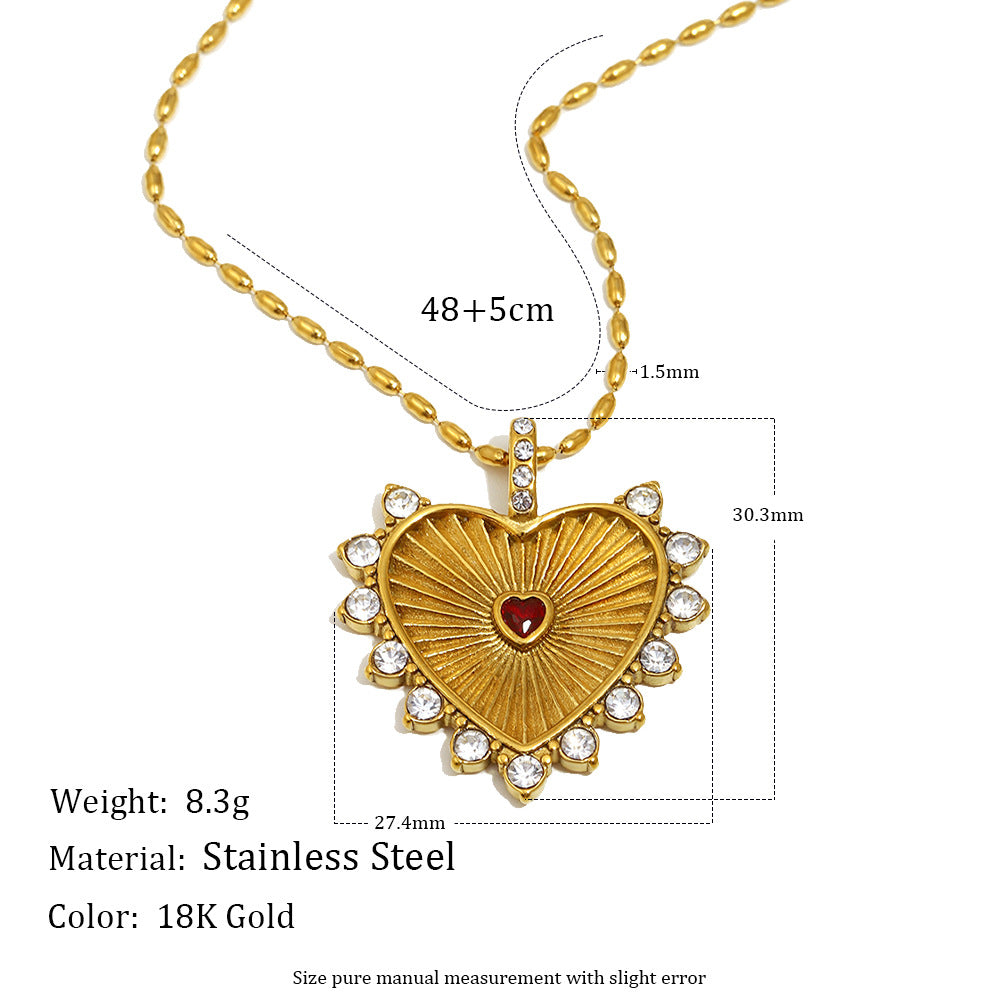 Collar con colgante minimalista de acero inoxidable en forma de corazón para mujer con baño de oro de 18K y elegante grabado