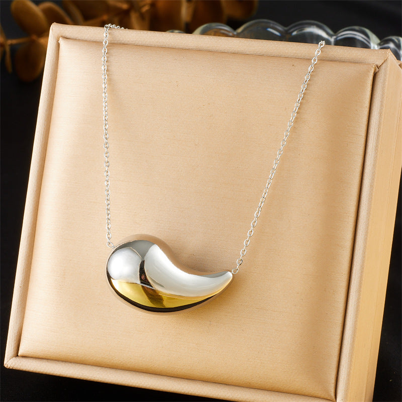 Minimalist Polished Teardrop Stainless Steel Cuff Bracelet Set for Women