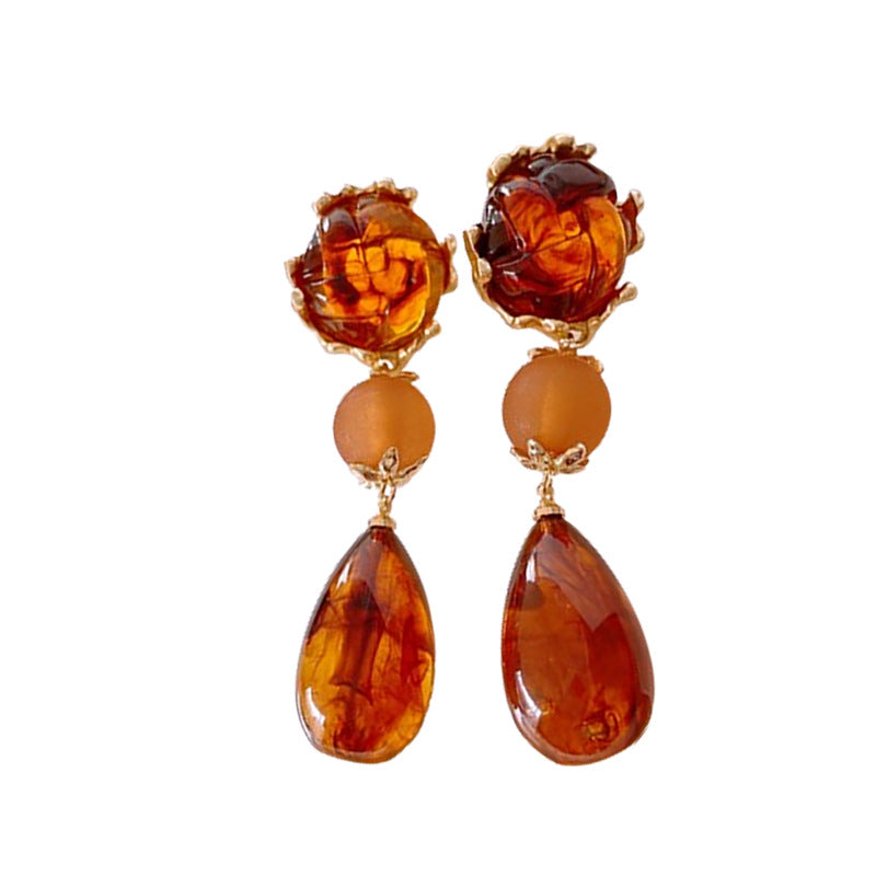 Vintage-Style Dripping Waterdrop and Geometric Alloy Earrings with Plated Silver-Plated Steel Posts for Women