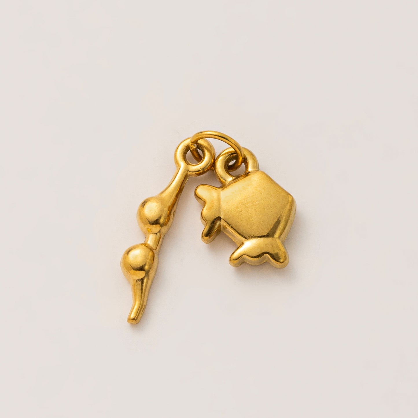 Vintage 18K Gold Plated Stainless Steel Moon Charm Bar PVD