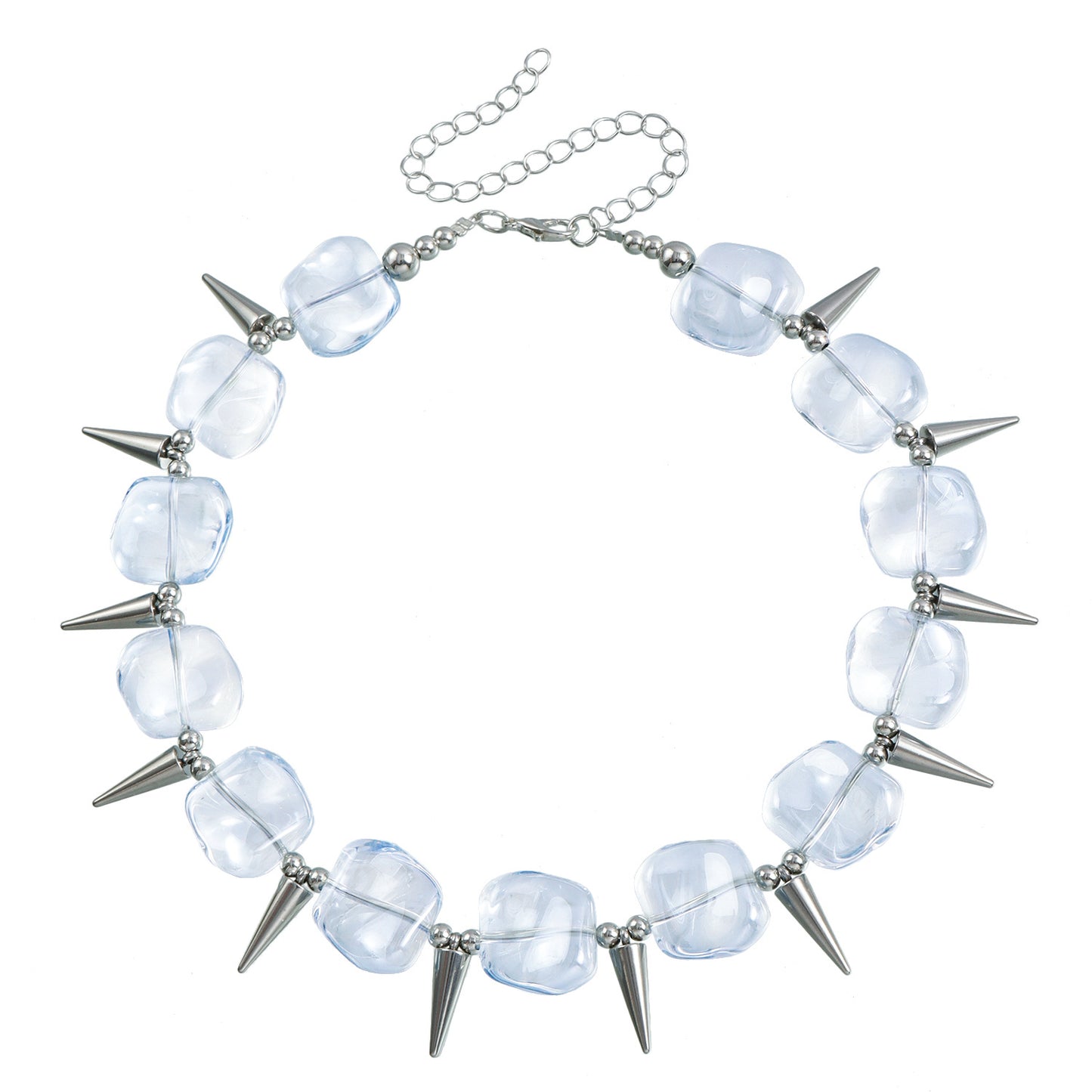 Geometric U-Shaped Rhinestone Stainless Steel Clavicle Necklace for Women with Plated Finish