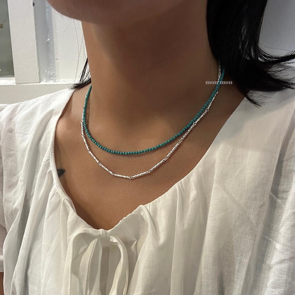 Minimalist Geometric Turquoise Pendant Necklace in Sterling Silver with Plated Finish