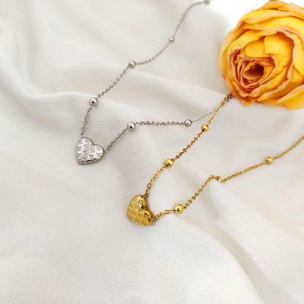 Minimalist Heart Cross Titanium Steel Plated Necklace