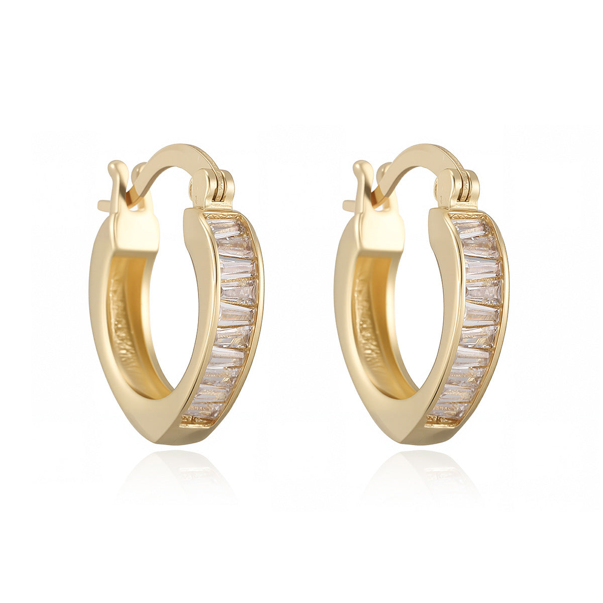 Minimalist Luxury Geometric Gold Plated Brass Cubic Zirconia Earrings for Women
