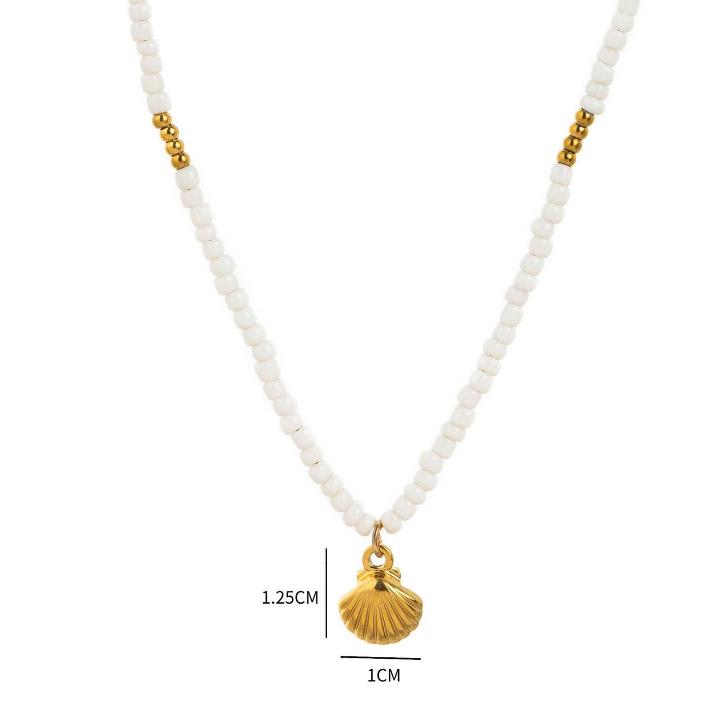Collar Minimalista de Concha Marina y Caballito de Mar en Acero Inoxidable con Enchapado al Vacío de Oro de 18K para Uso Unisex