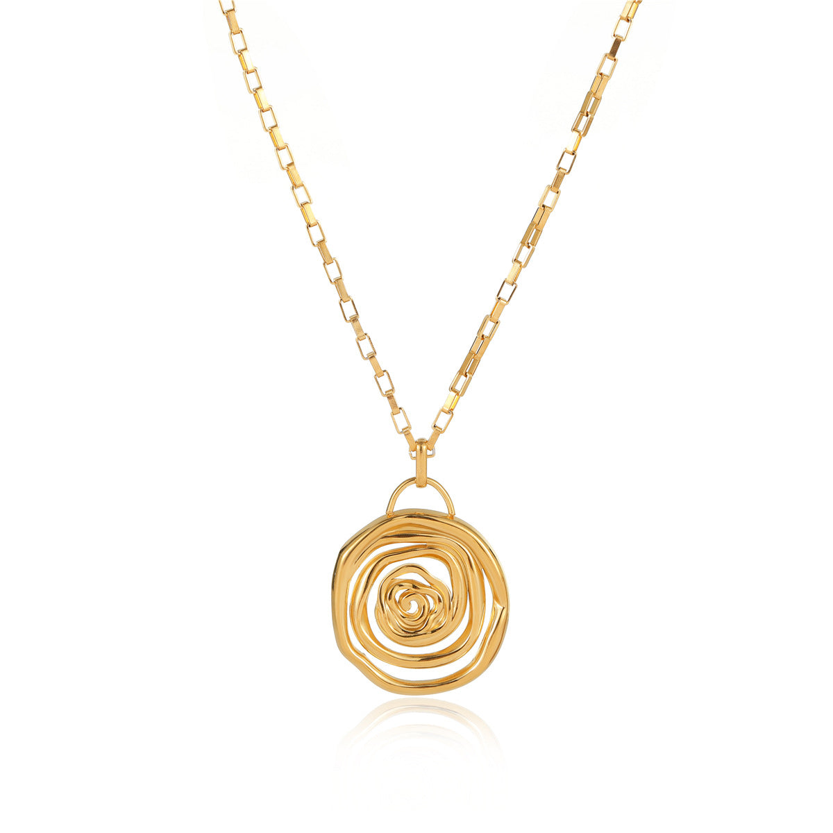 Collar minimalista con colgante de espiral de titanio y acero con acabado chapado para mujer