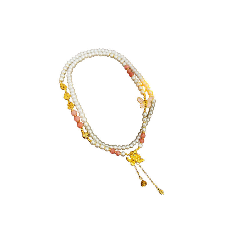 Vintage Floral and Geometric Alloy Pendant Necklace with Lucky Lock and Lotus Motif for Women