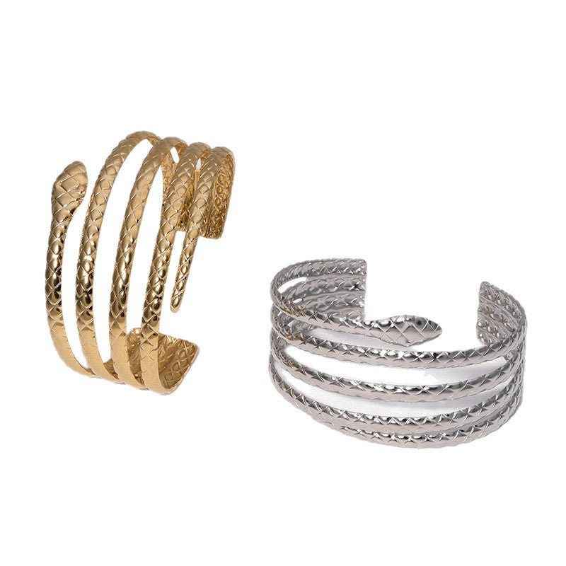 Minimalist 18K Gold Plated Stainless Steel Snake Chain Bracelet for Women