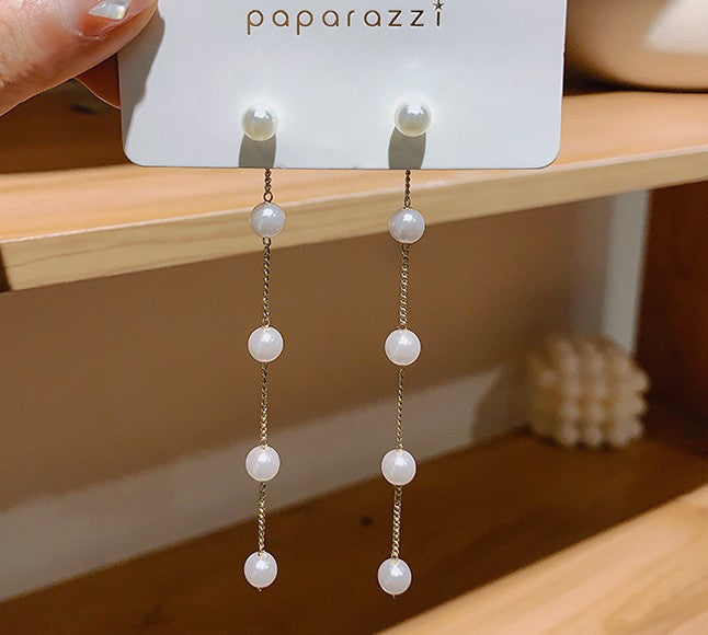 Minimalist Geometric Drop Earrings with Zircon and Pearl Accents in Gold-Plated Copper and 925 Sterling Silver Posts