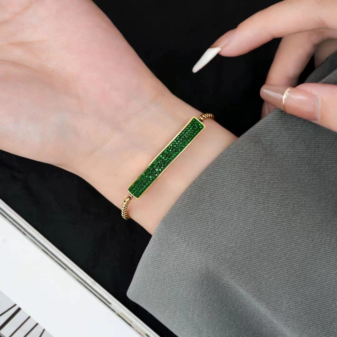 Bracciale da donna in acciaio al titanio con catena a tirante, design geometrico minimalista e finitura placcata, lusso elegante