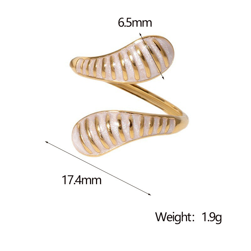 Vintage Drip-Shaped Open Ring in Stainless Steel with Plating Finish for Women