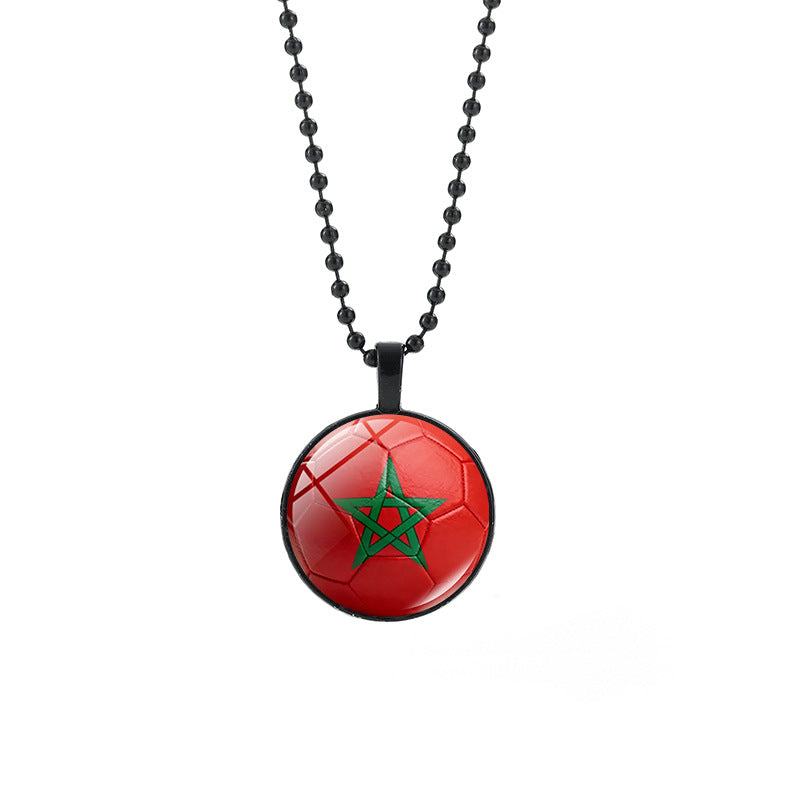 Collana Unisex Casual con Pendente Rotondo Geometrico di Cristallo e Catena a Sfera Placcata in Lega