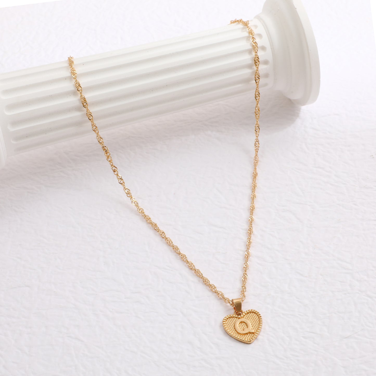 Minimalist Heart Letter Zinc Alloy Plated Necklace Singapore Chain Women