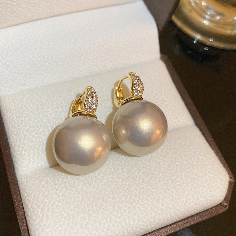 Minimalist Geometric Drop Earrings with Zircon and Pearl Accents in Gold-Plated Copper and 925 Sterling Silver Posts