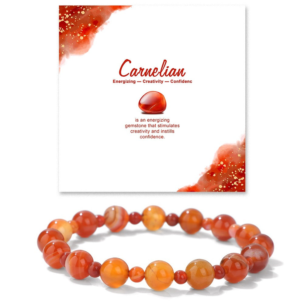 Minimalist Sweet Natural Crystal Beaded Bracelet Unisex 8mm Elastic Stretch Bangle with Star and Geometric Charms