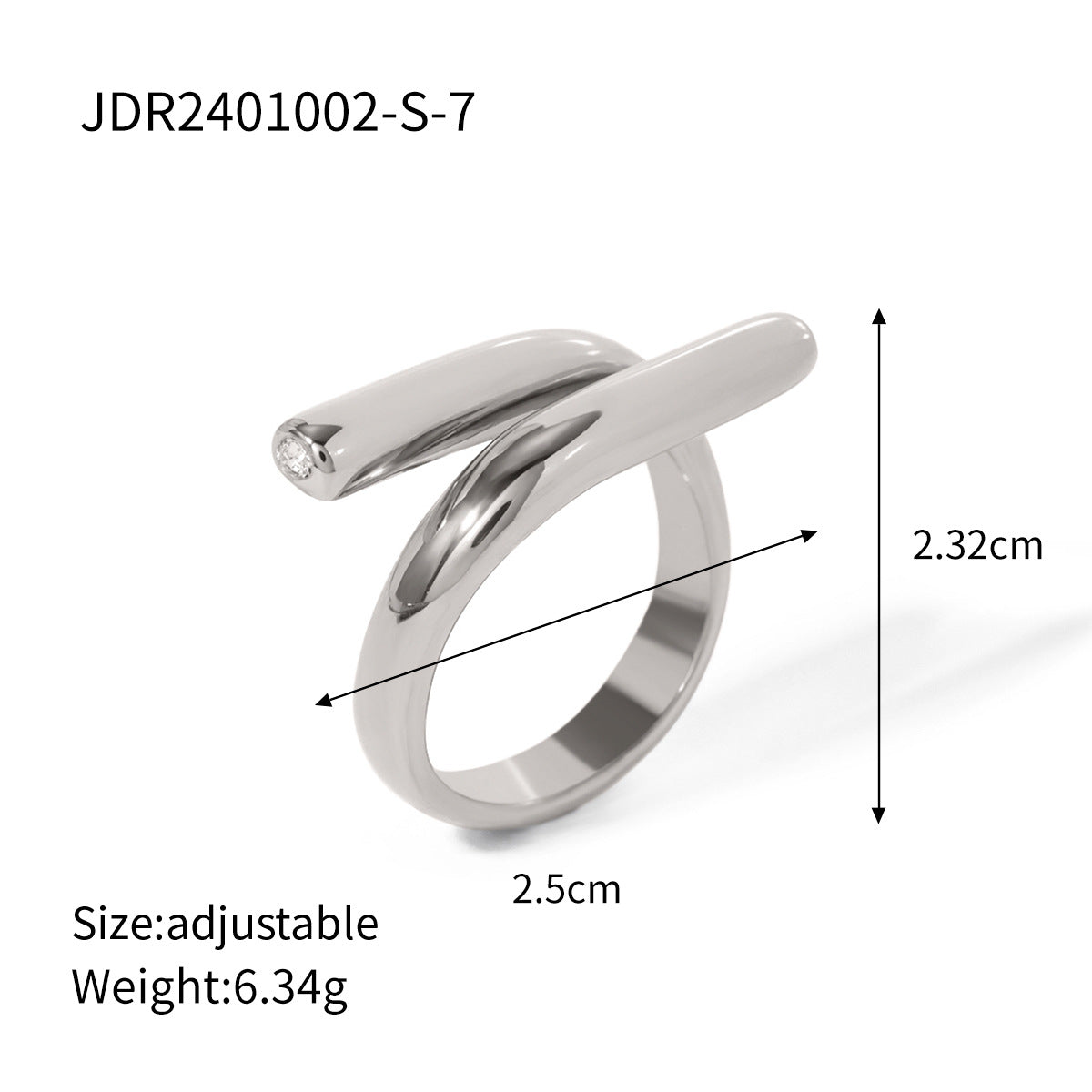 Geometric Plated Stainless Steel Open Ring for Women