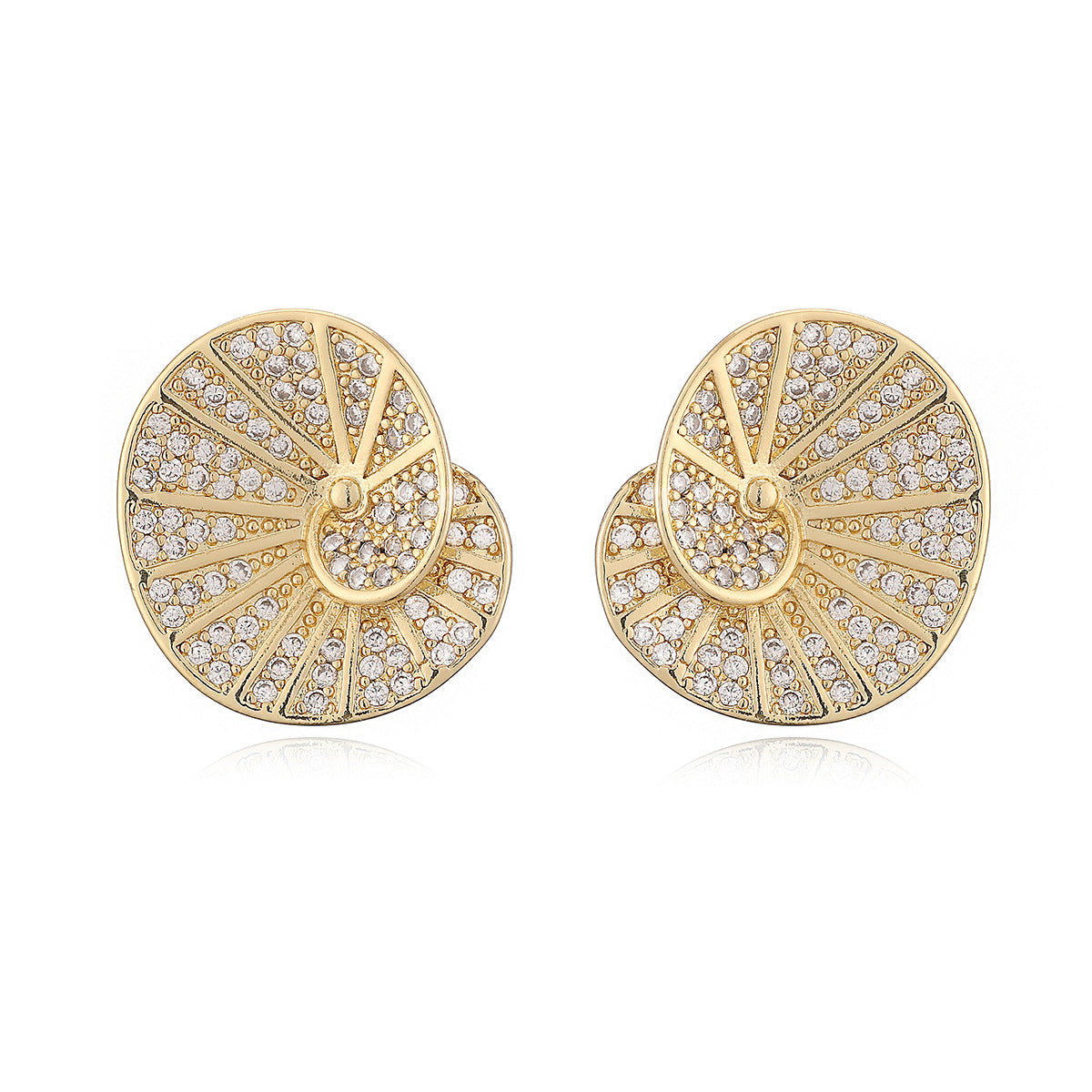 Minimalist Luxury 18K Gold Plated Brass Geometric Cubic Zirconia Irregular Stud Earrings for Women