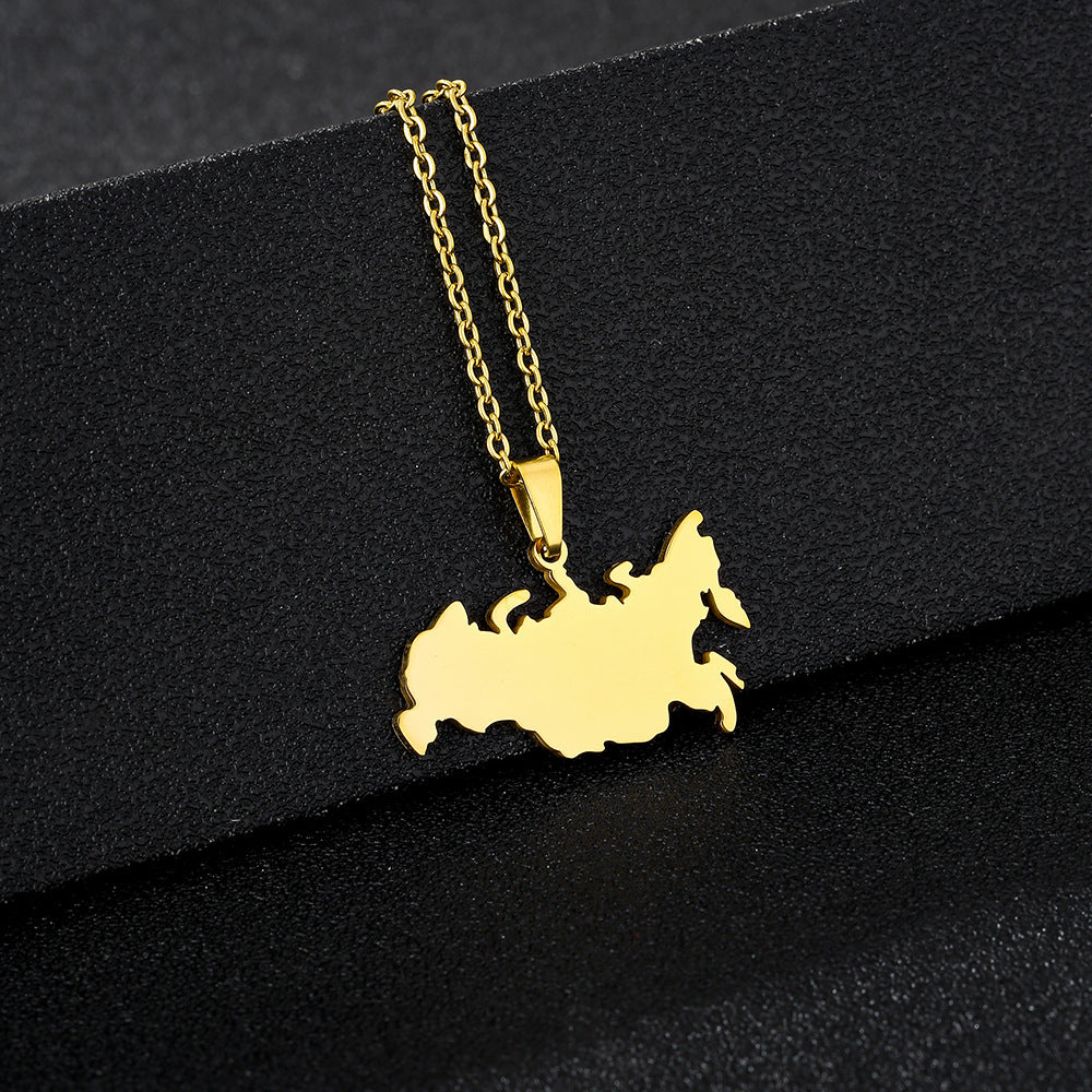 Collana con Ciondolo Geometrico Minimalista in Acciaio Inossidabile con Charm in Acciaio al Titanio e Finitura Placcata, Unisex