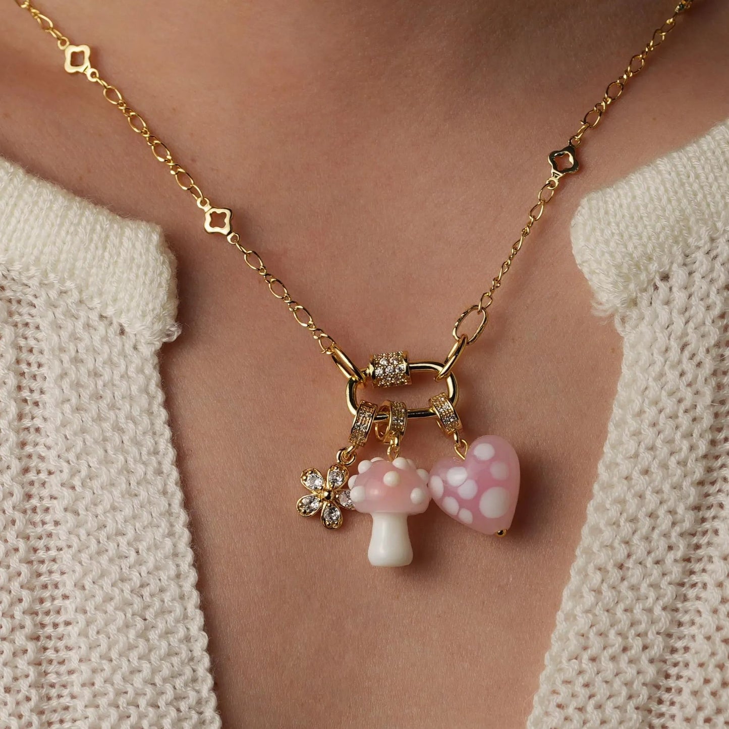 Collana con ciondolo a cuore e stella geometrici placcati oro 18K in rame, stile fresco