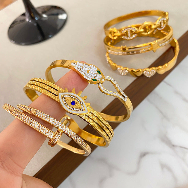 Oval Geometric Plated Titanium Steel Bracelet