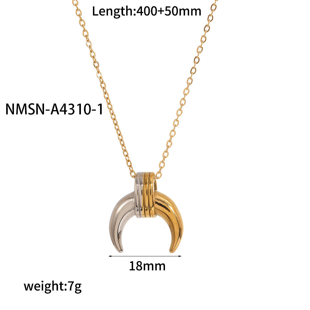 Collar con Colgante de Luna a la Moda en Acero Inoxidable con Baño de Oro de 18K para Mujer