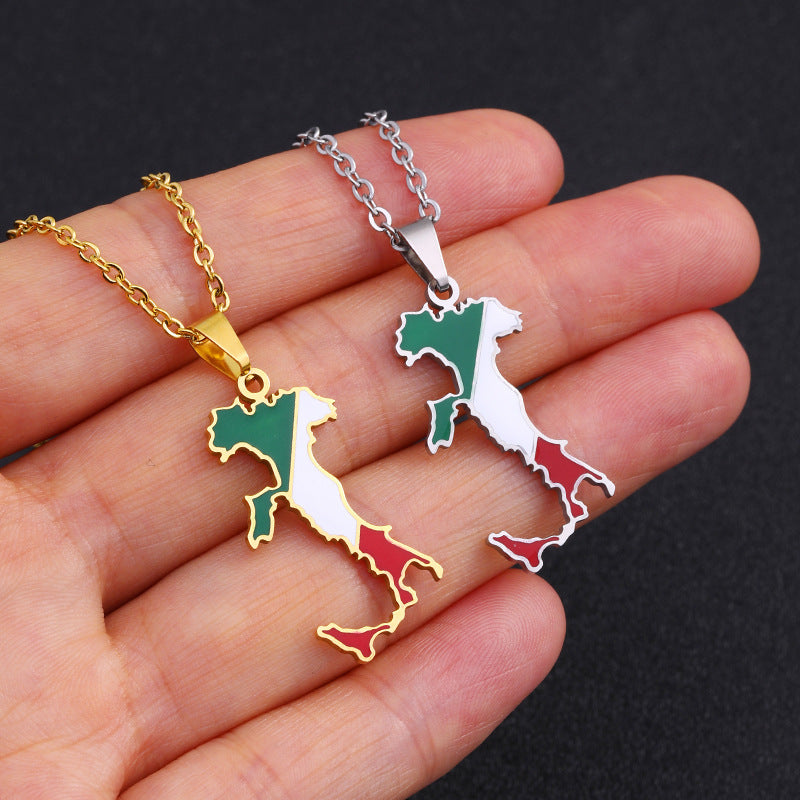 Collana con ciondolo geometrico minimalista in acciaio inossidabile con finitura smaltata per donna e uomo
