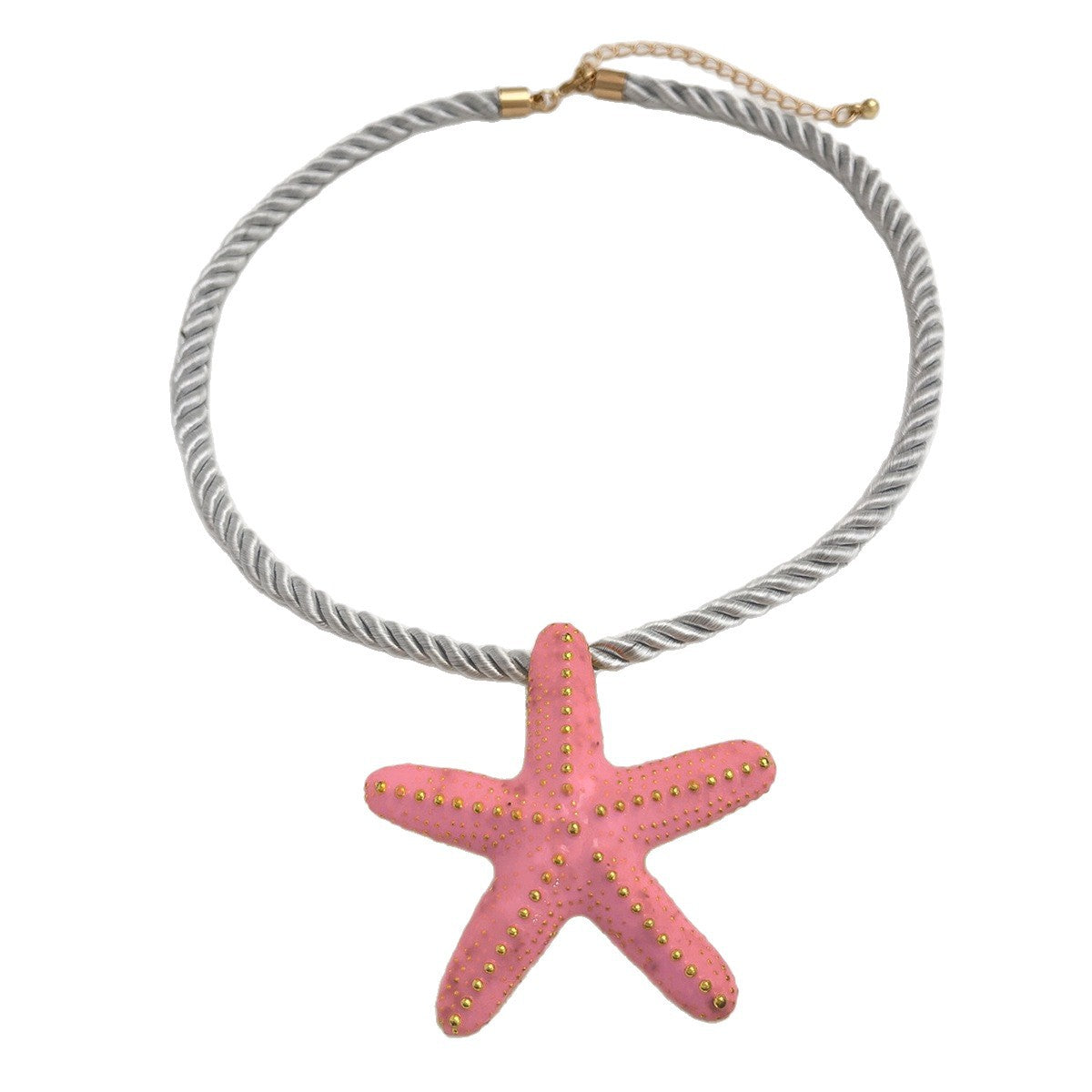 Sweet Star Shaped Alloy Plated Necklace with Starfish Pendant for Women