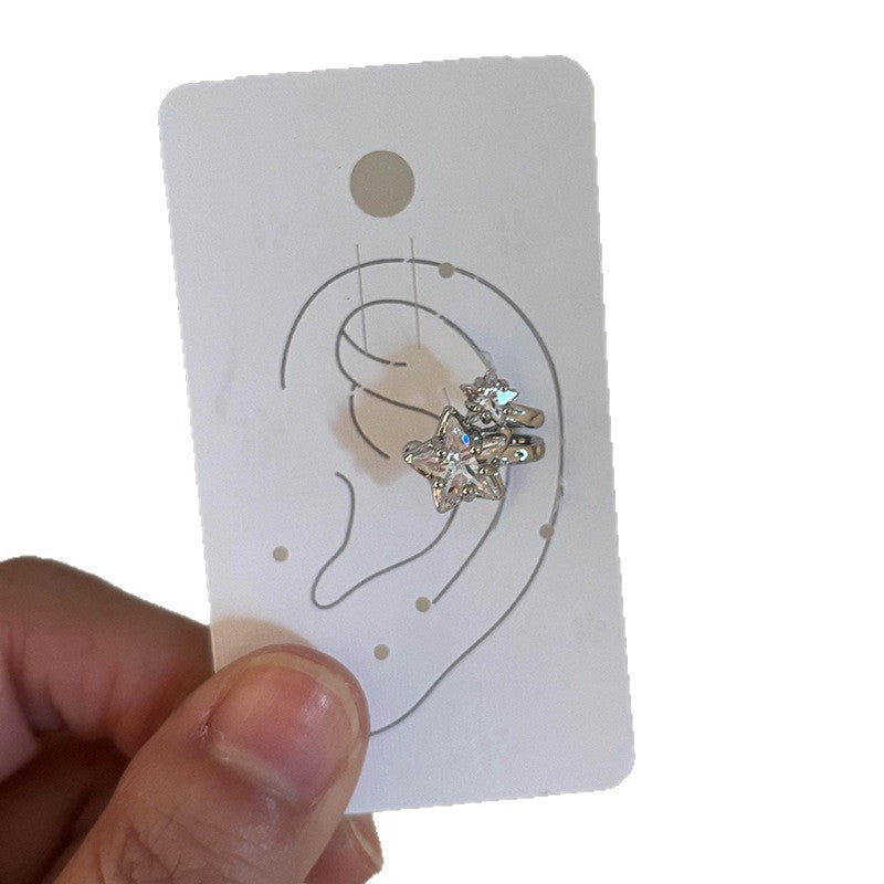 Orecchini a clip a forma di stella in zirconia stile lussuoso per donna, clip per l'osso dell'orecchio in rame, orecchini alla moda senza piercing