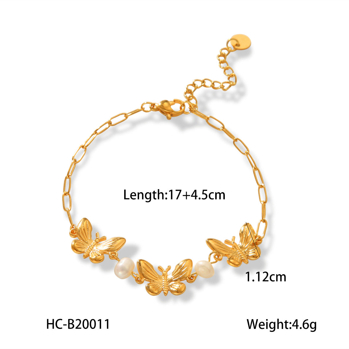 Collar con colgante de mariposa estilo Ins para mujer de acero inoxidable con acabado chapado y detalles de perlas