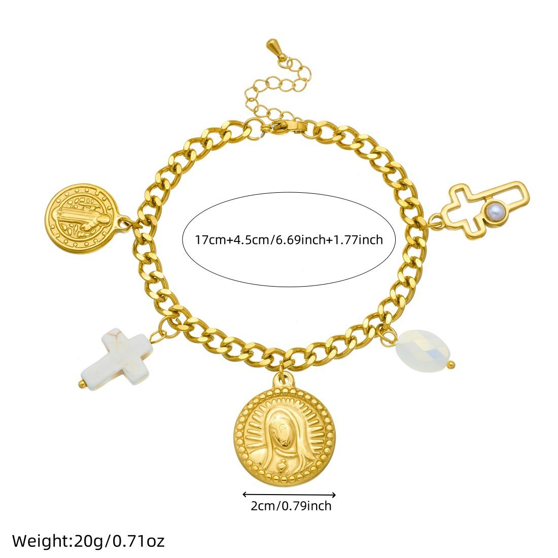 Vintage Elegant Oval Cross Relief Stainless Steel Pendant Necklace Set for Women