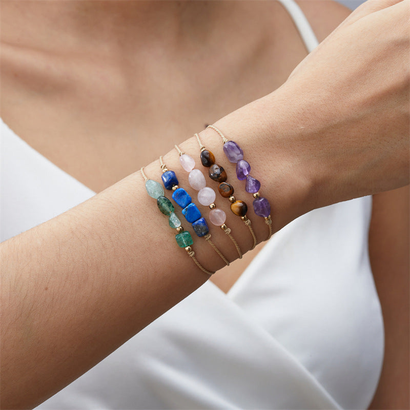 Pulsera de cuerda con cuentas de piedra natural para mujer, con elementos de constelación del zodiaco