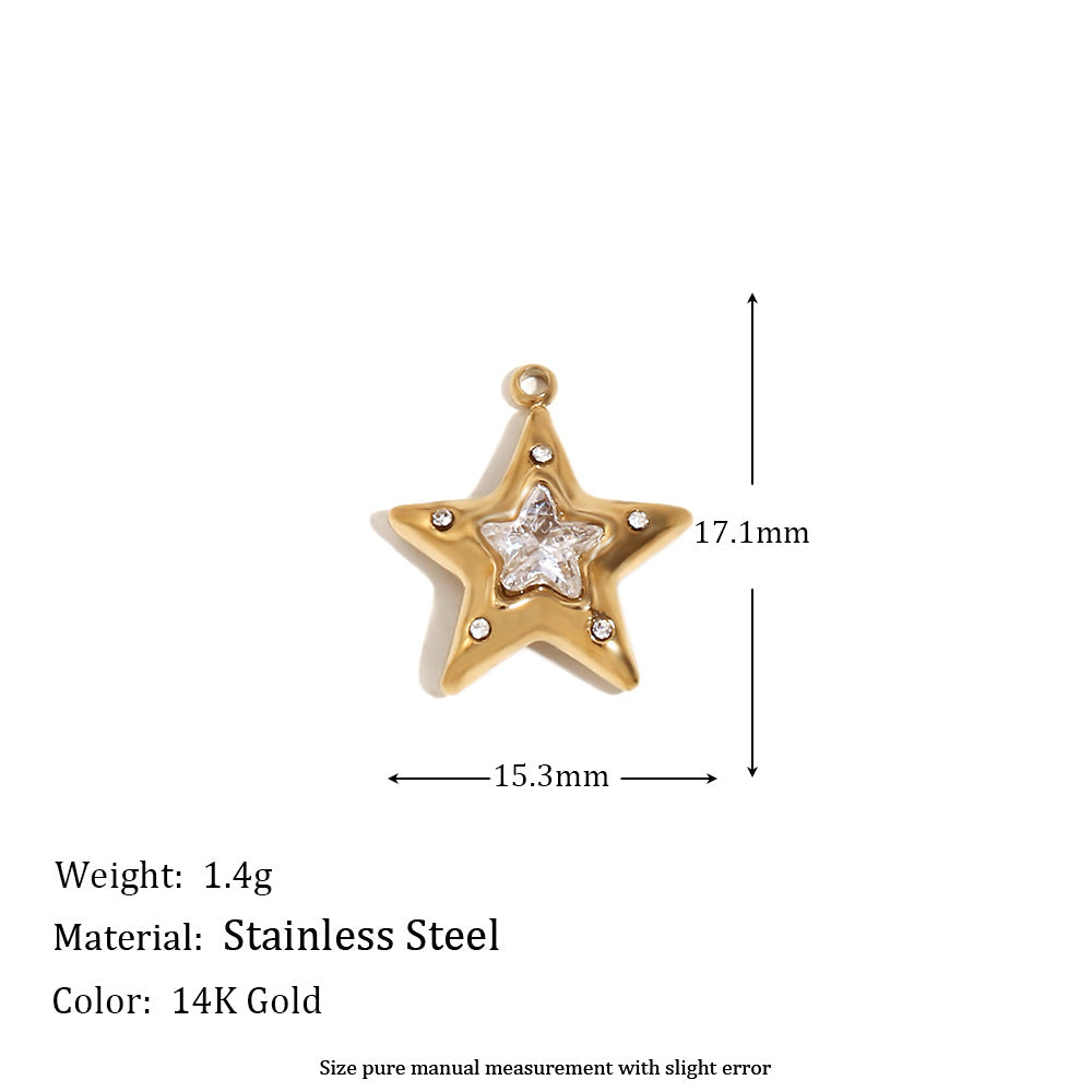 Elegant 14K Gold Plated Stainless Steel Marine Shell Smiley Face Charm Bar