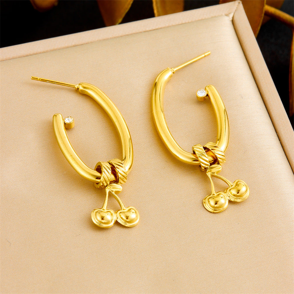 Minimalist Business Gold Plated Heart Teardrop Geometric Stainless Steel Earrings