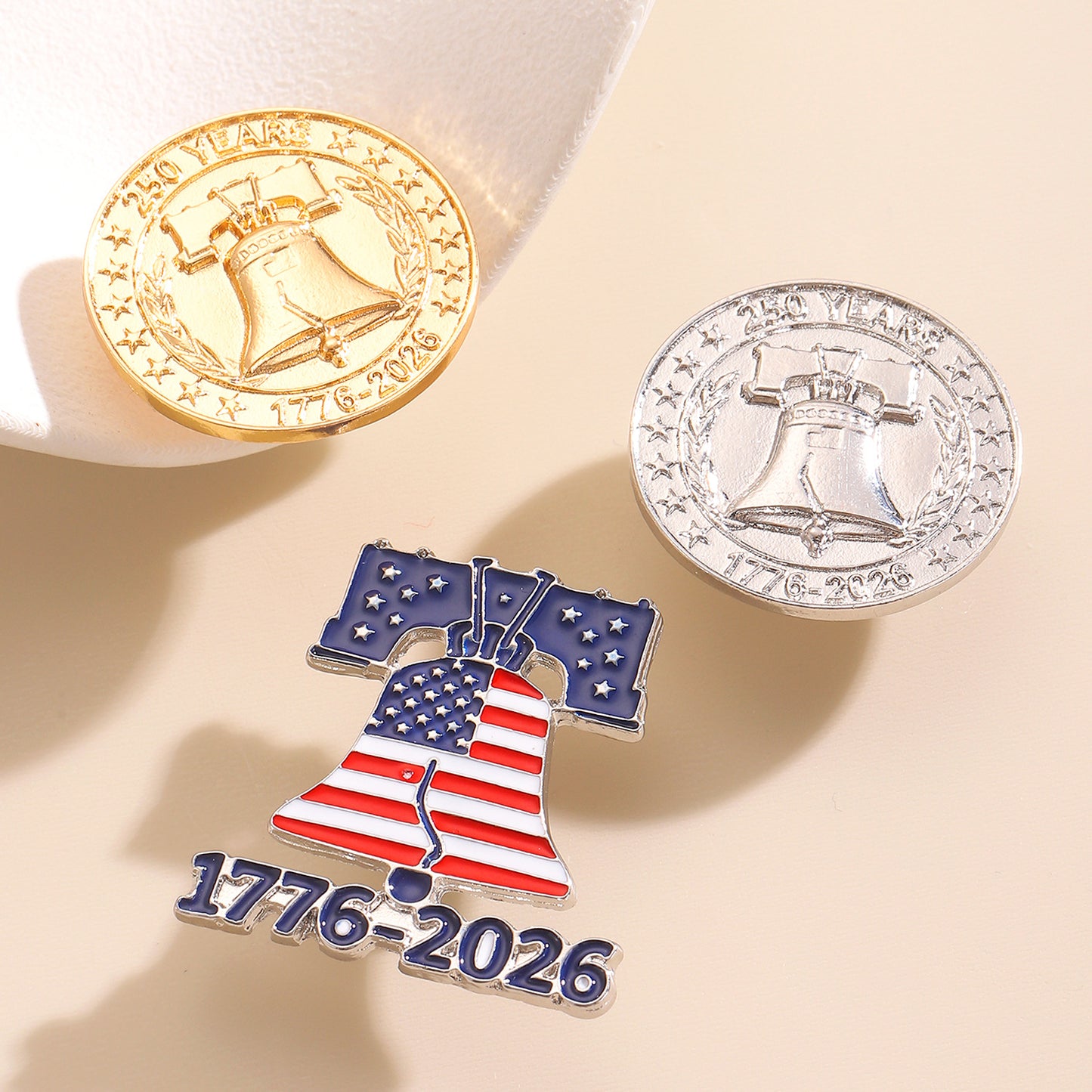 3D Embossed Geometric Star Letter Zinc Alloy Plated Commemorative Brooch Pin for US Independence Day Anniversary Unisex