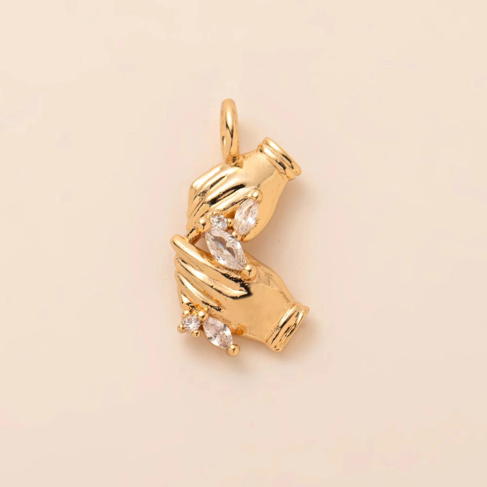 Minimalist Luxury 18K Gold Plated Starfish Clover Diamond Brass Pendant Necklace with Cable Chain