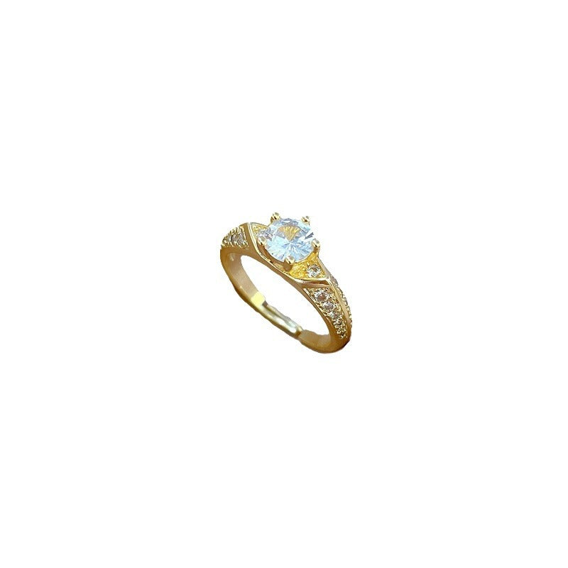 Kawaii Crown-Shaped Plated Brass Adjustable Ring for Women