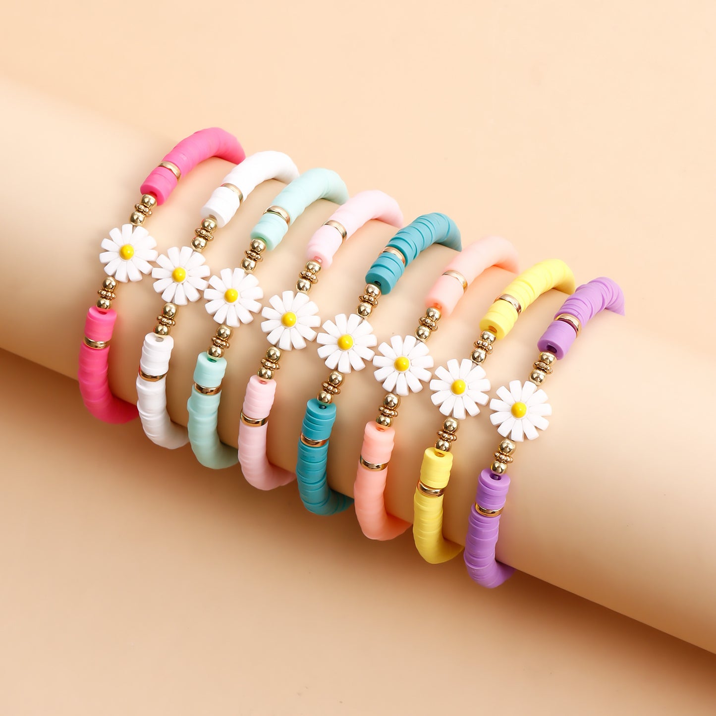 Casual Geometric Round Floral Resin Plated Bracelet for Women