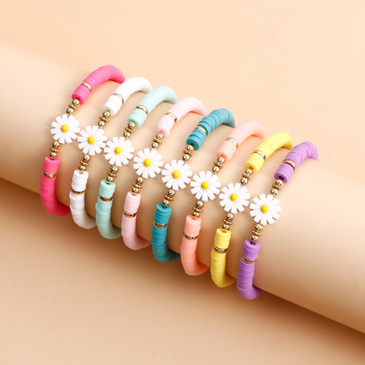 Casual Geometric Round Floral Resin Plated Bracelet for Women