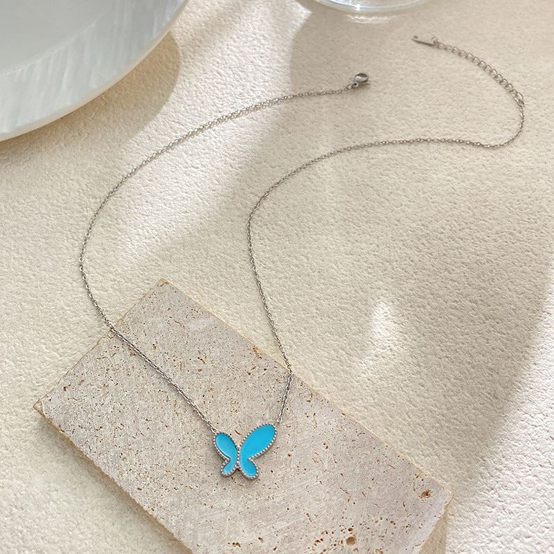 Casual Gold Plated Butterfly Titanium Steel Necklace